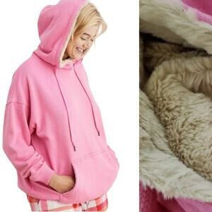 Aerie Oversized Pink Fur Hoodie XS